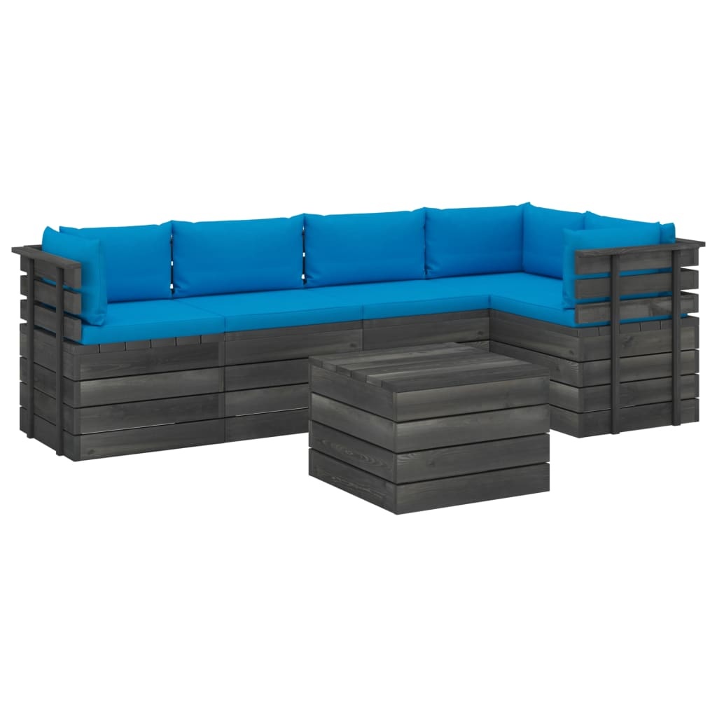 VidaXL 6-delige Loungeset met kussens pallet massief grenenhout