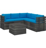 VidaXL 6-delige Loungeset met kussens pallet massief grenenhout