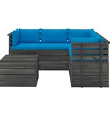 VidaXL 6-delige Loungeset met kussens pallet massief grenenhout