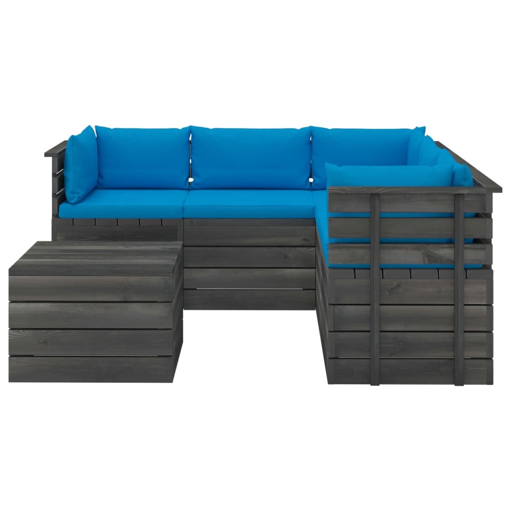 VidaXL 6-delige Loungeset met kussens pallet massief grenenhout