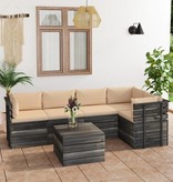VidaXL 6-delige Loungeset met kussens pallet massief grenenhout