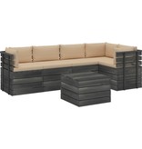 VidaXL 6-delige Loungeset met kussens pallet massief grenenhout