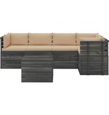 VidaXL 6-delige Loungeset met kussens pallet massief grenenhout