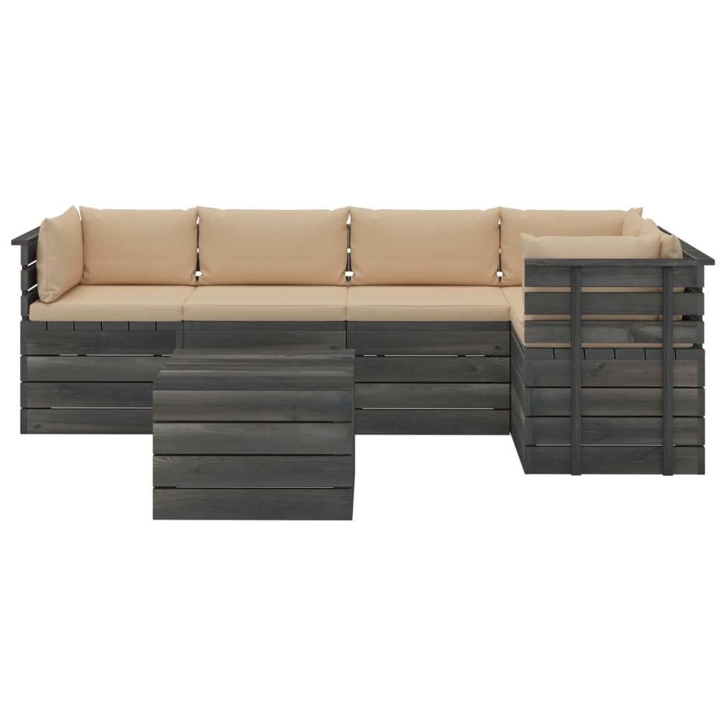 VidaXL 6-delige Loungeset met kussens pallet massief grenenhout