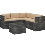 VidaXL 6-delige Loungeset met kussens pallet massief grenenhout