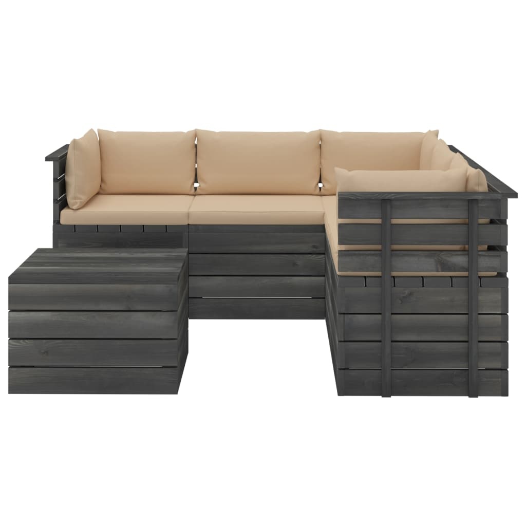 VidaXL 6-delige Loungeset met kussens pallet massief grenenhout