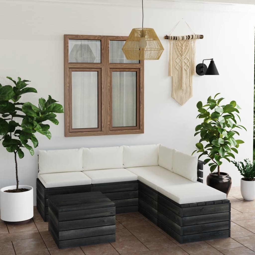 VidaXL 6-delige Loungeset met kussens pallet massief grenenhout