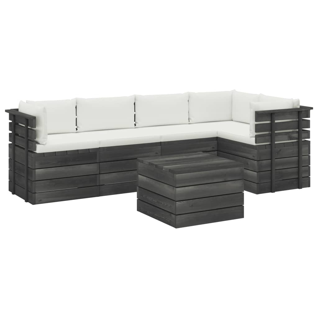 VidaXL 6-delige Loungeset met kussens pallet massief grenenhout