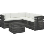 VidaXL 6-delige Loungeset met kussens pallet massief grenenhout