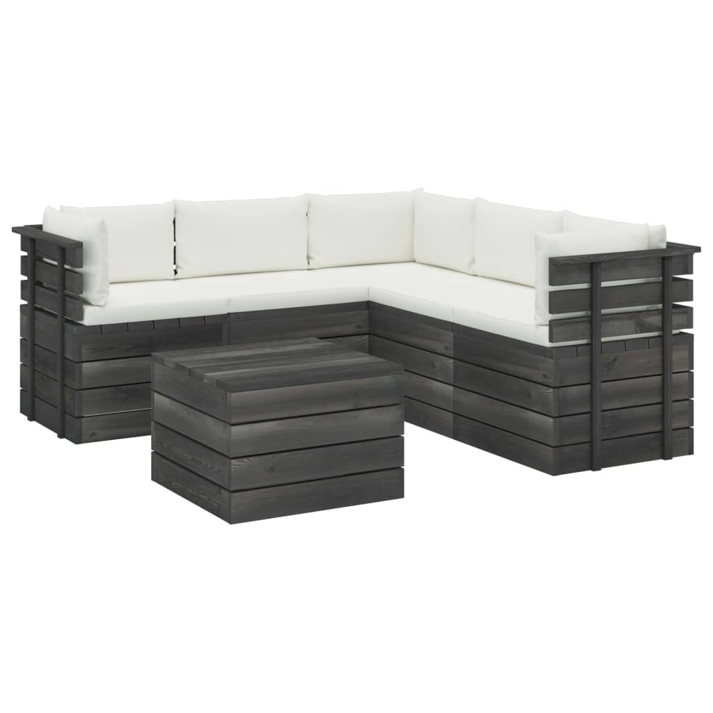 VidaXL 6-delige Loungeset met kussens pallet massief grenenhout