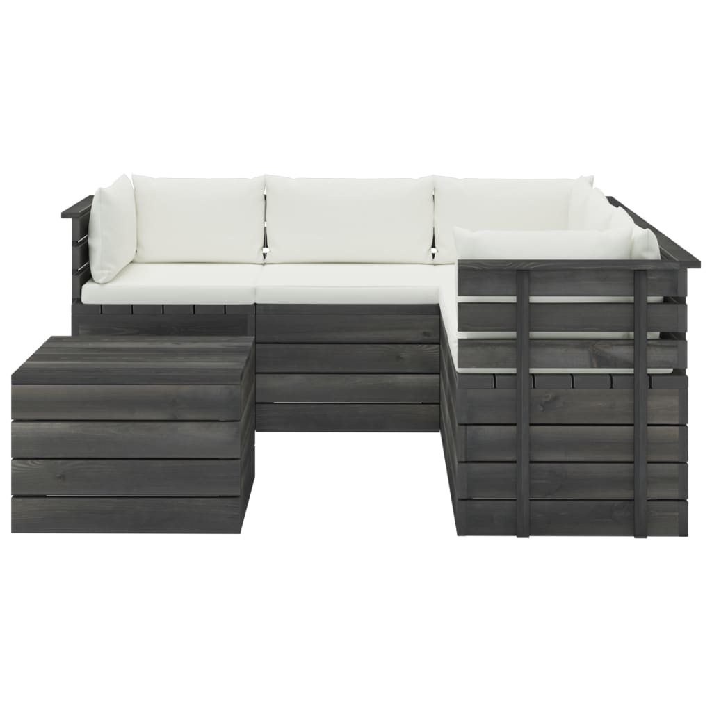 VidaXL 6-delige Loungeset met kussens pallet massief grenenhout