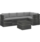 VidaXL 6-delige Loungeset met kussens pallet massief grenenhout