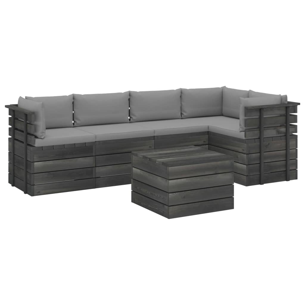 VidaXL 6-delige Loungeset met kussens pallet massief grenenhout