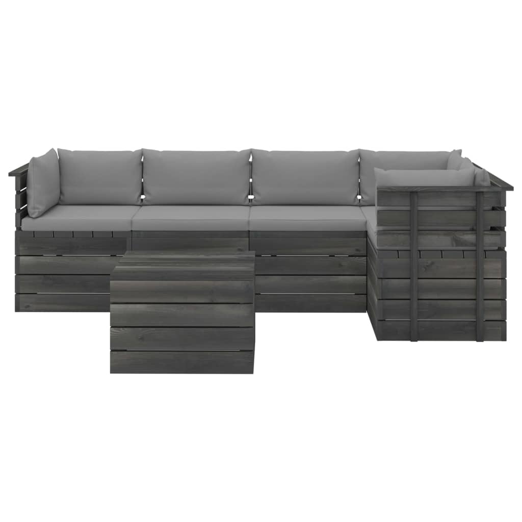 VidaXL 6-delige Loungeset met kussens pallet massief grenenhout