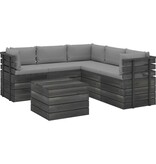 VidaXL 6-delige Loungeset met kussens pallet massief grenenhout