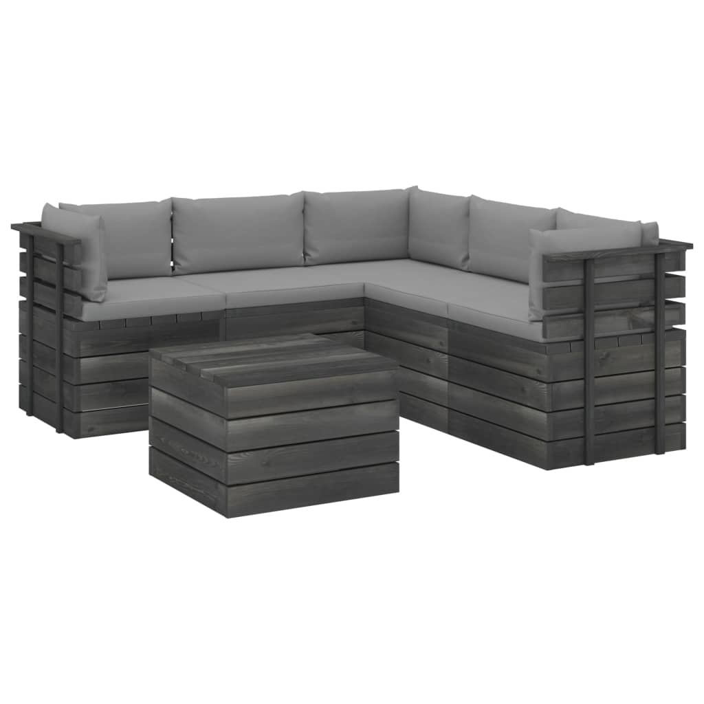 VidaXL 6-delige Loungeset met kussens pallet massief grenenhout