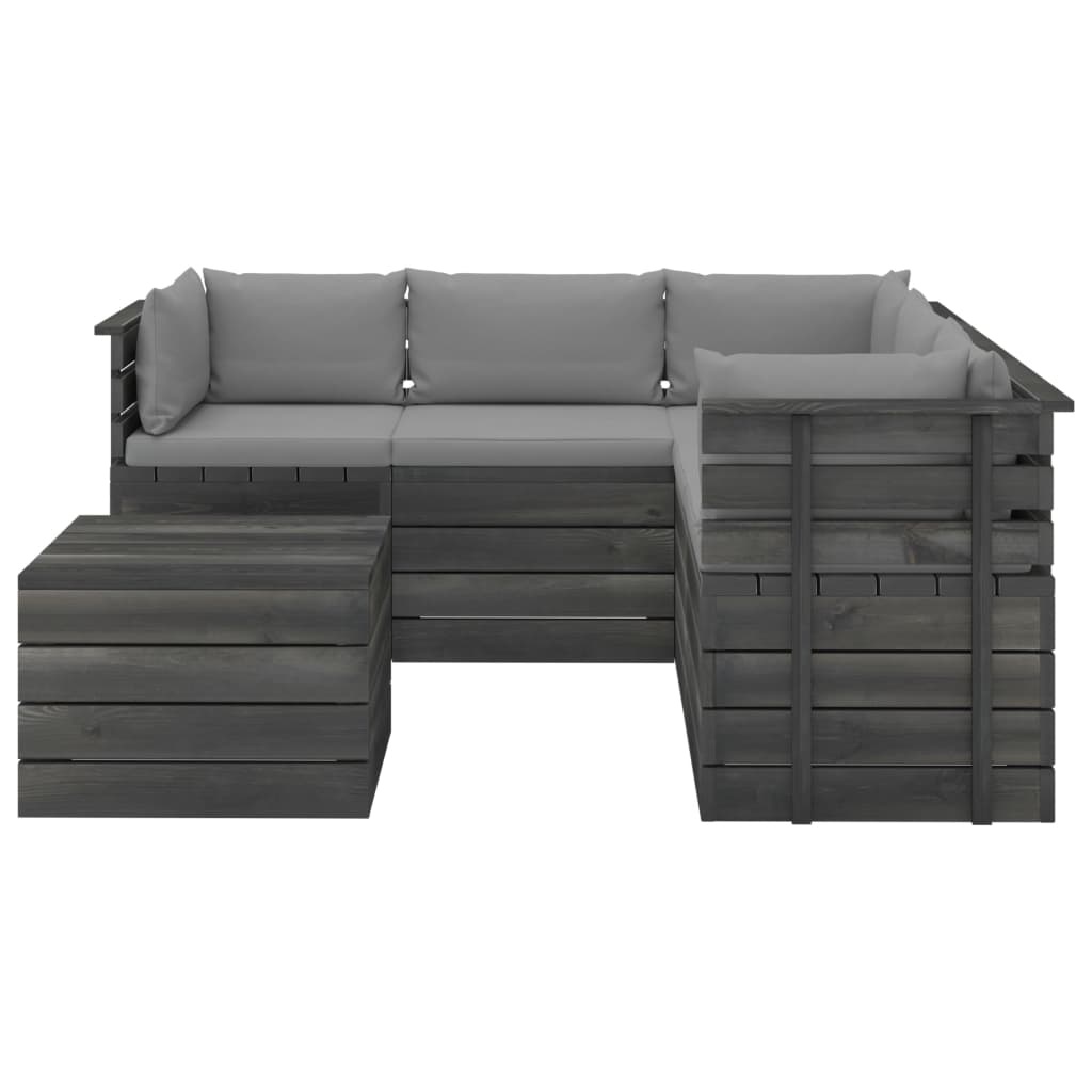 VidaXL 6-delige Loungeset met kussens pallet massief grenenhout