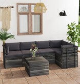 VidaXL 6-delige Loungeset met kussens pallet massief grenenhout