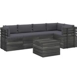 VidaXL 6-delige Loungeset met kussens pallet massief grenenhout