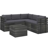 VidaXL 6-delige Loungeset met kussens pallet massief grenenhout