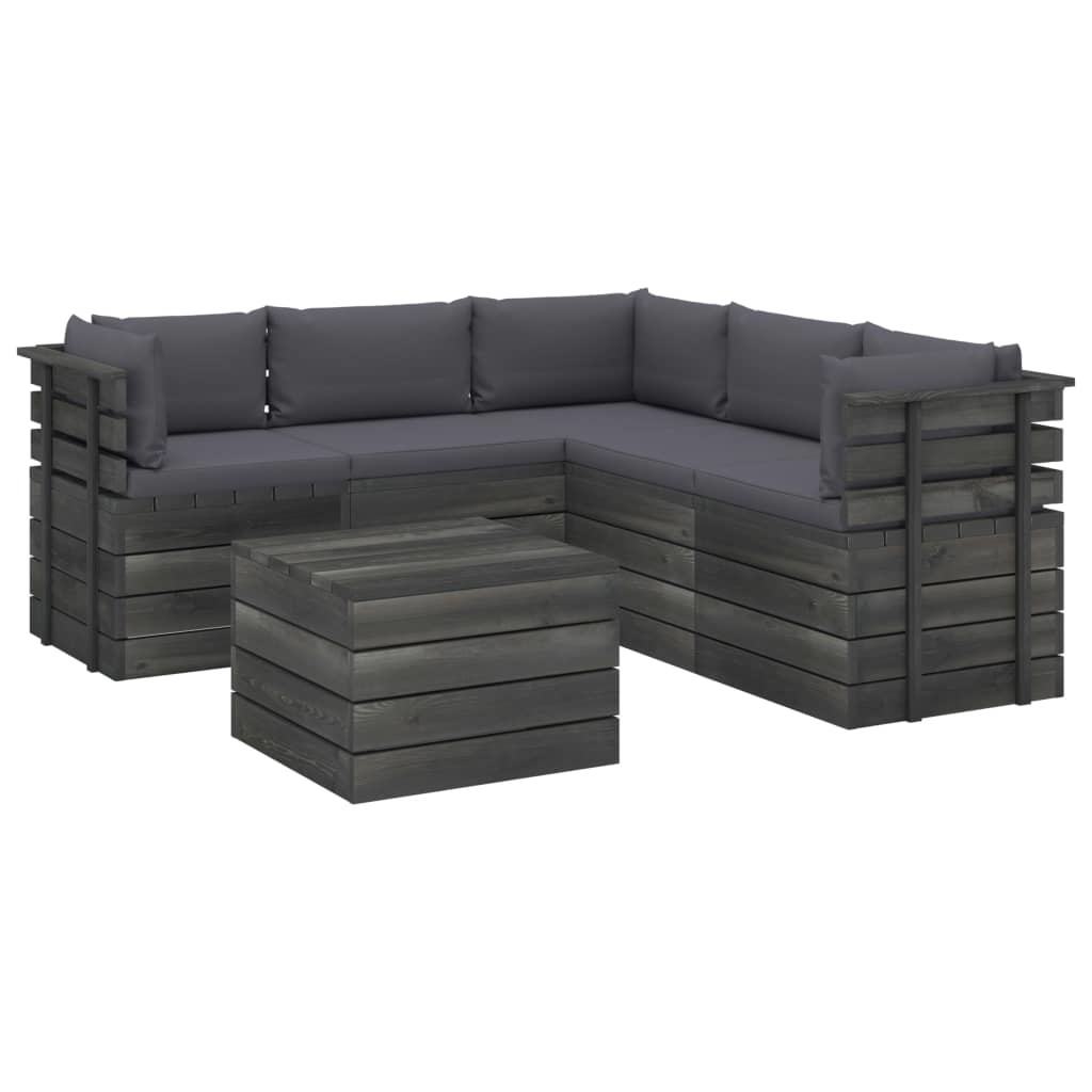 VidaXL 6-delige Loungeset met kussens pallet massief grenenhout