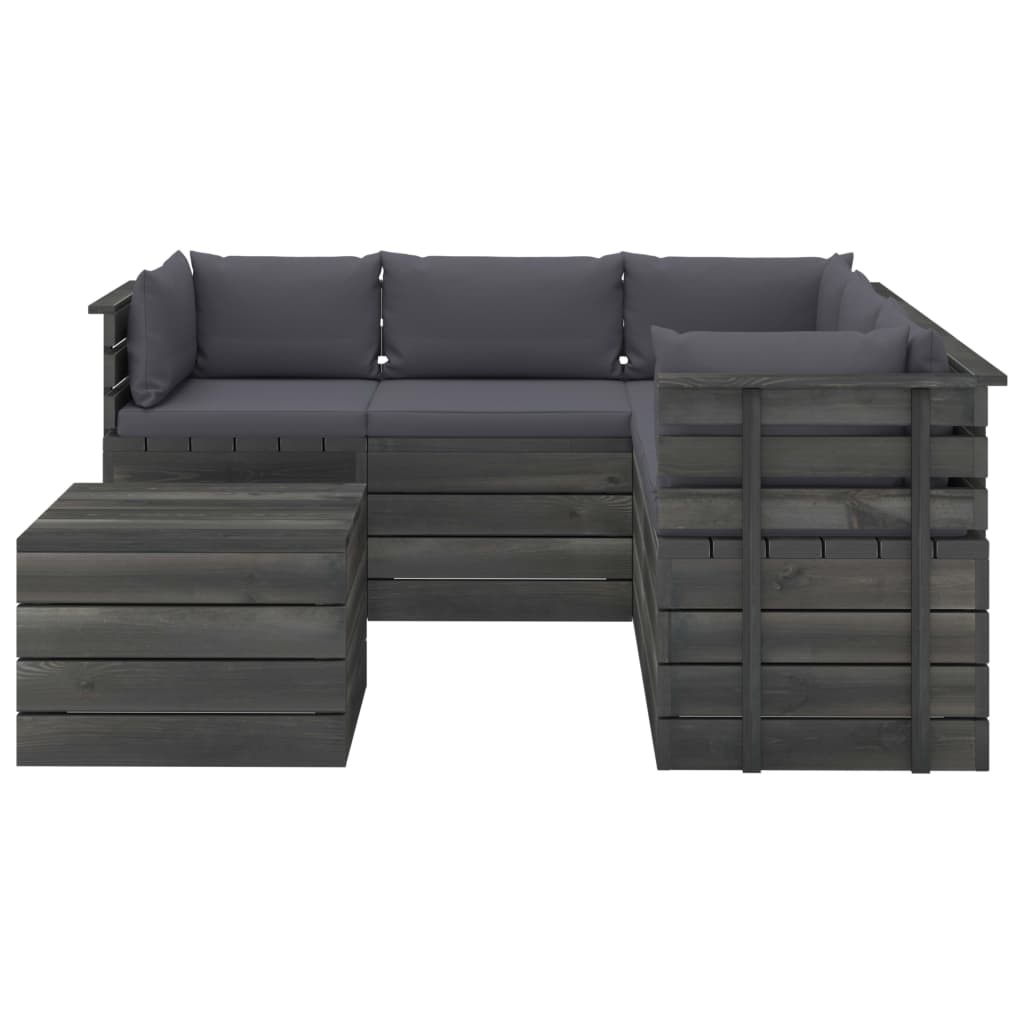 VidaXL 6-delige Loungeset met kussens pallet massief grenenhout