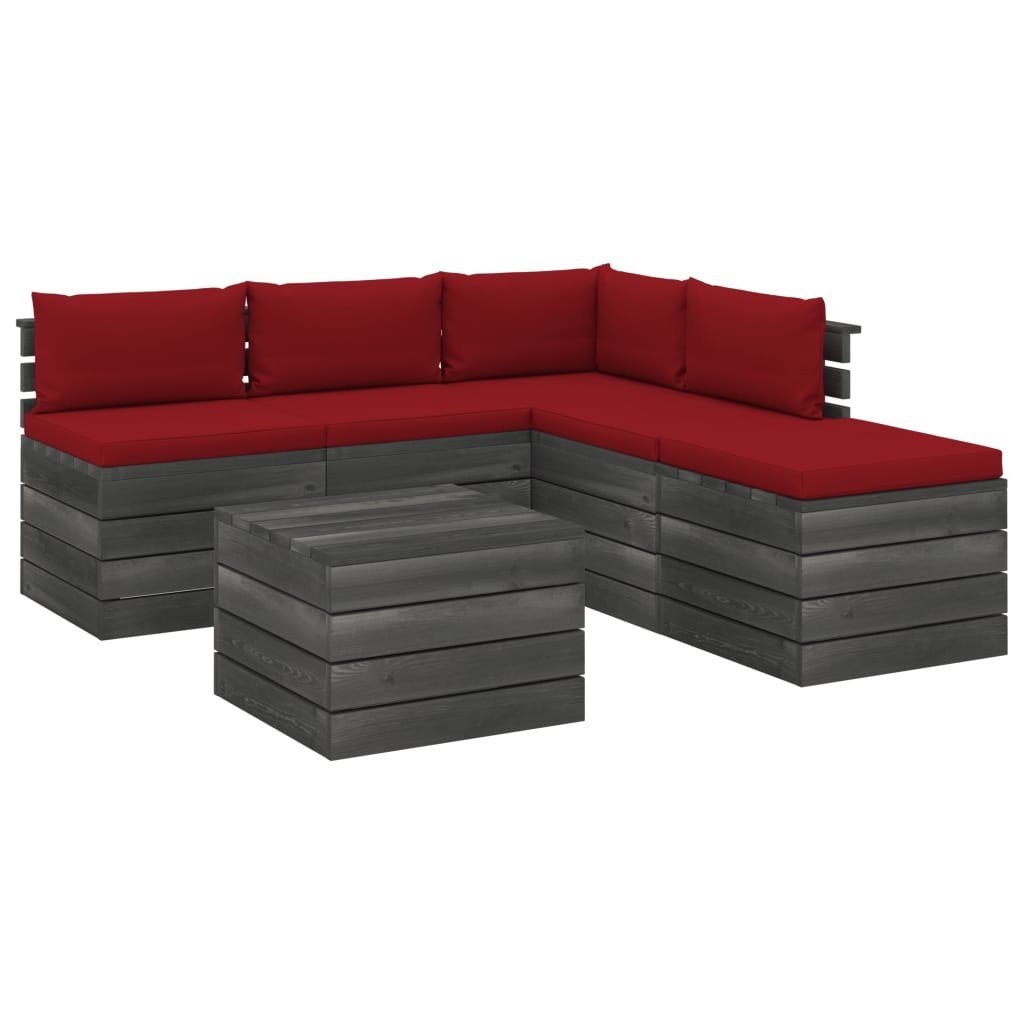 VidaXL 6-delige Loungeset met kussens pallet grenenhout
