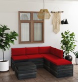 VidaXL 6-delige Loungeset met kussens pallet grenenhout