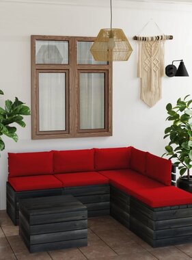 VidaXL 6-delige Loungeset met kussens pallet grenenhout