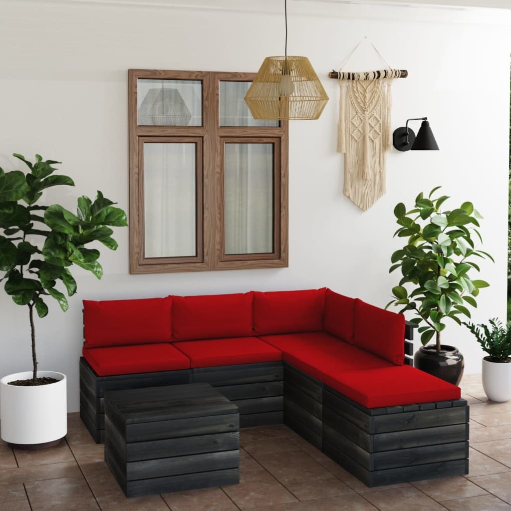VidaXL 6-delige Loungeset met kussens pallet grenenhout