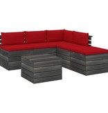 VidaXL 6-delige Loungeset met kussens pallet grenenhout