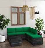 VidaXL 6-delige Loungeset met kussens pallet grenenhout