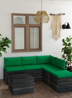 VidaXL 6-delige Loungeset met kussens pallet grenenhout