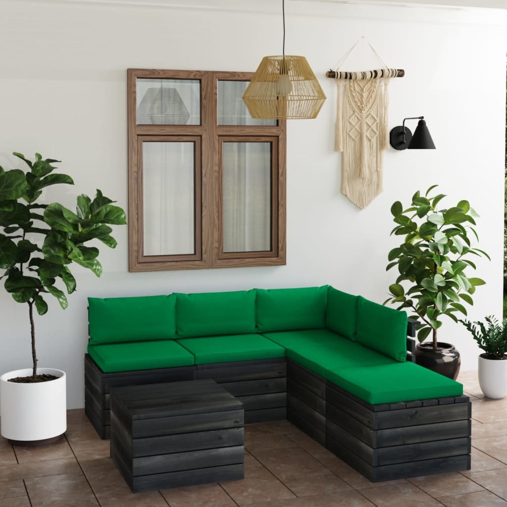 VidaXL 6-delige Loungeset met kussens pallet grenenhout