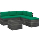 VidaXL 6-delige Loungeset met kussens pallet grenenhout