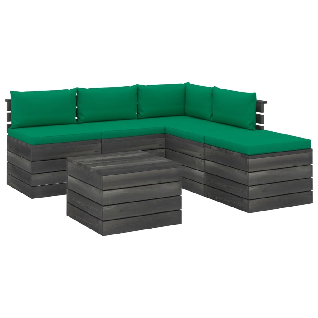 VidaXL 6-delige Loungeset met kussens pallet grenenhout