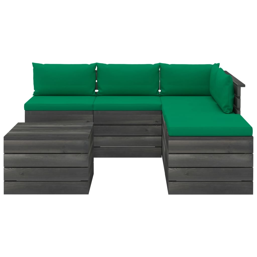 VidaXL 6-delige Loungeset met kussens pallet grenenhout