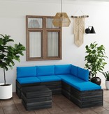 VidaXL 6-delige Loungeset met kussens pallet grenenhout