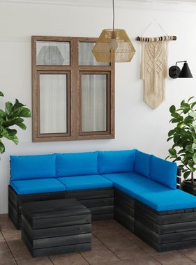 VidaXL 6-delige Loungeset met kussens pallet grenenhout