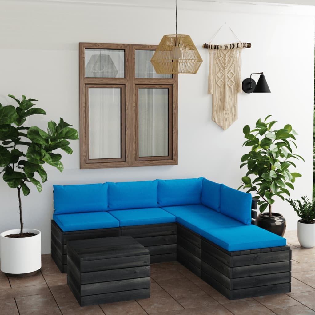 VidaXL 6-delige Loungeset met kussens pallet grenenhout