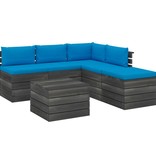 VidaXL 6-delige Loungeset met kussens pallet grenenhout