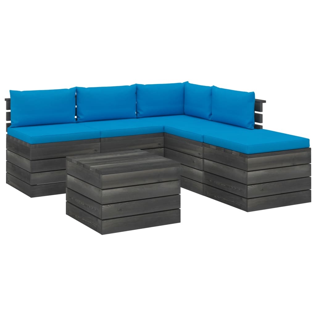 VidaXL 6-delige Loungeset met kussens pallet grenenhout