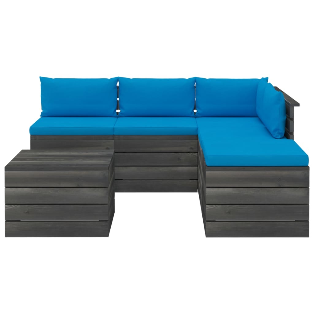 VidaXL 6-delige Loungeset met kussens pallet grenenhout