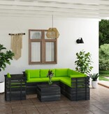 VidaXL 7-delige Loungeset met kussens pallet massief grenenhout