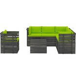 VidaXL 7-delige Loungeset met kussens pallet massief grenenhout