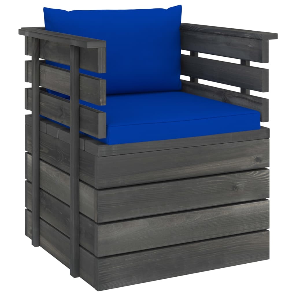 VidaXL 7-delige Loungeset met kussens pallet massief grenenhout