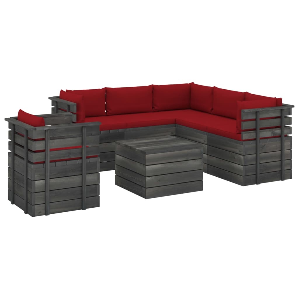 VidaXL 7-delige Loungeset met kussens pallet massief grenenhout