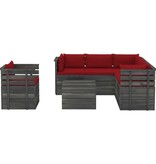 VidaXL 7-delige Loungeset met kussens pallet massief grenenhout