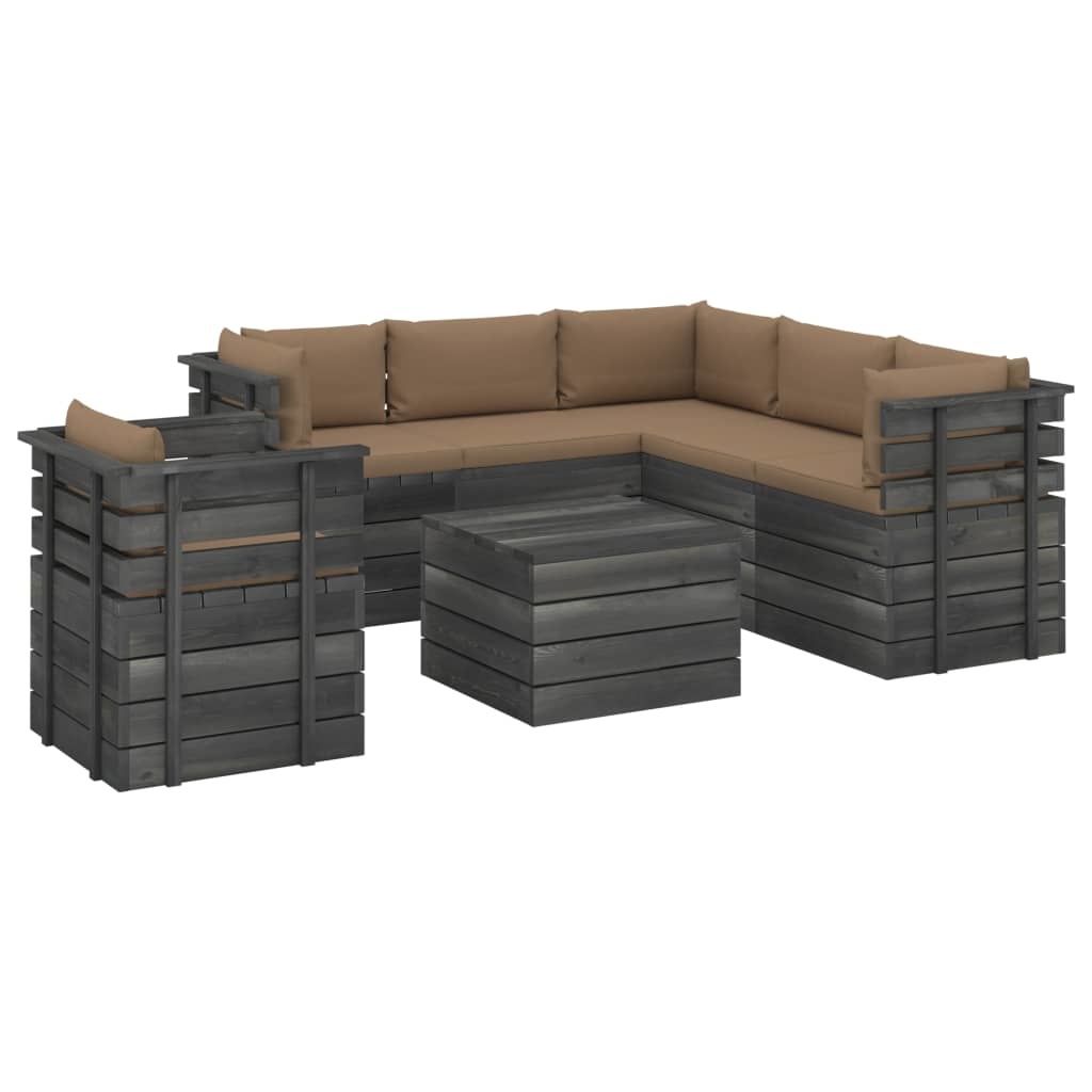 VidaXL 7-delige Loungeset met kussens pallet massief grenenhout