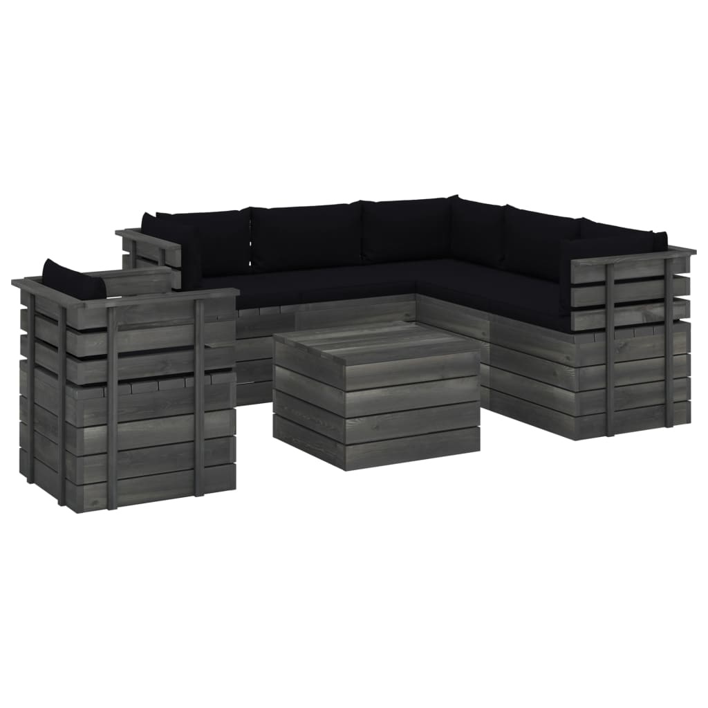 VidaXL 7-delige Loungeset met kussens pallet massief grenenhout